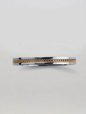 Men’s Two-Tone Chain Bangle Bracelet - Silver & Gold